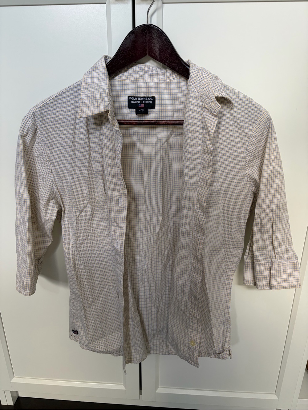 Polo by Ralph Lauren Women's Cream Plaid Button-Down Blouse
